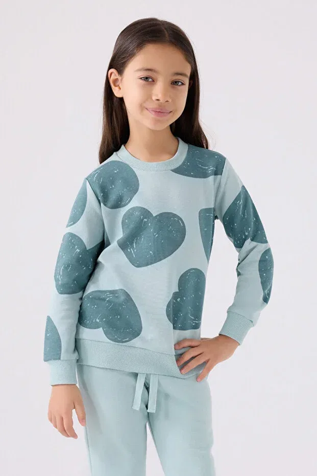 Детский спортивный костюм для девочек с принтом Rolypoly, Light Blue — фото 2