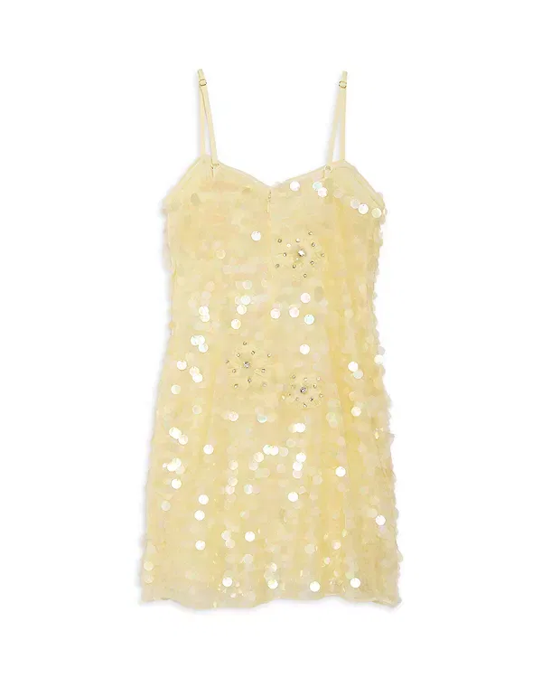 Детское платье для девочек с пайетками Camira Tween LoveShackFancy, Palest Lemon — фото 2