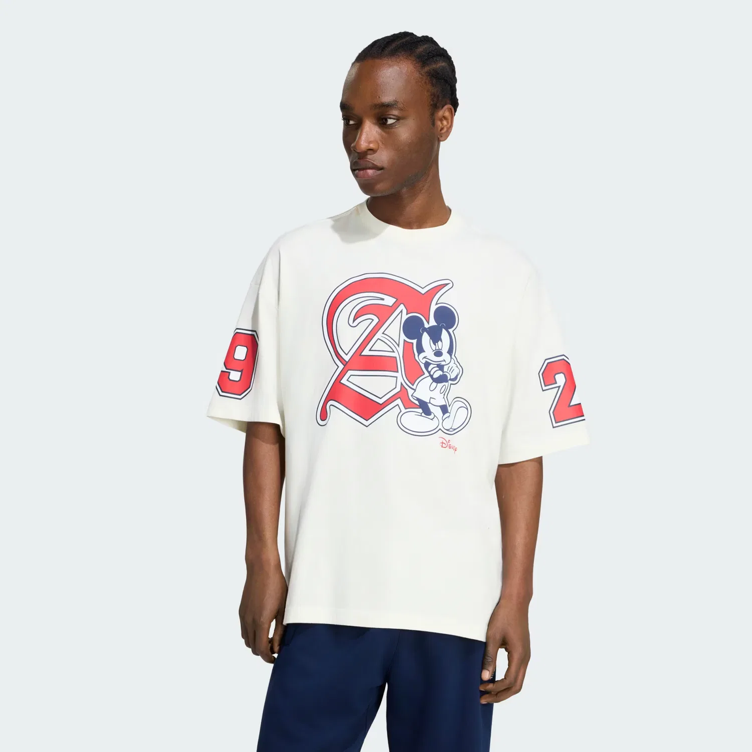 Мужская футболка свободного кроя Disney Mickey Cali Graphic Adidas Originals, молочно-белый
