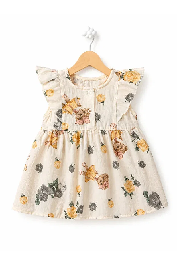 Детское платье для девочек хлопковое For My Baby, Bear-Mustard — фото 2