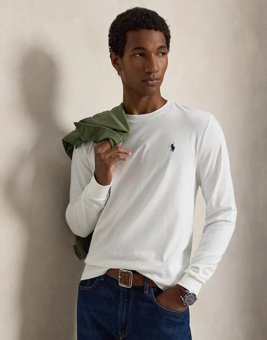 Футболка Polo Ralph Lauren стандартного кроя, белая — фото 4