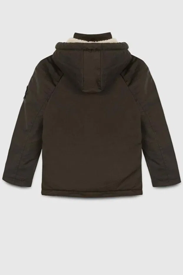 Детское пальто для мальчиков с капюшоном United Colors Of Benetton, Khaki — фото 2