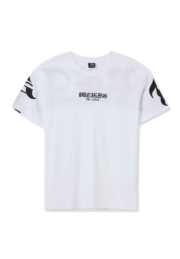 Футболка с принтом, хлопок, Print t-shirt, Terranova, Bianco ottico, белый — фото 4
