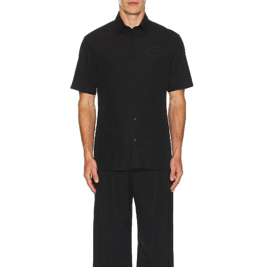 Рубашка с коротким рукавом EKD Short-Sleeved Cotton Shirt Burberry, Black — фото 4