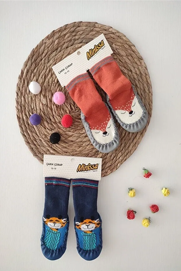 Детские носки для новорожденных с принтом Nazli baby baby 2 pieces sandal socks Dubi Baby, Multicolor