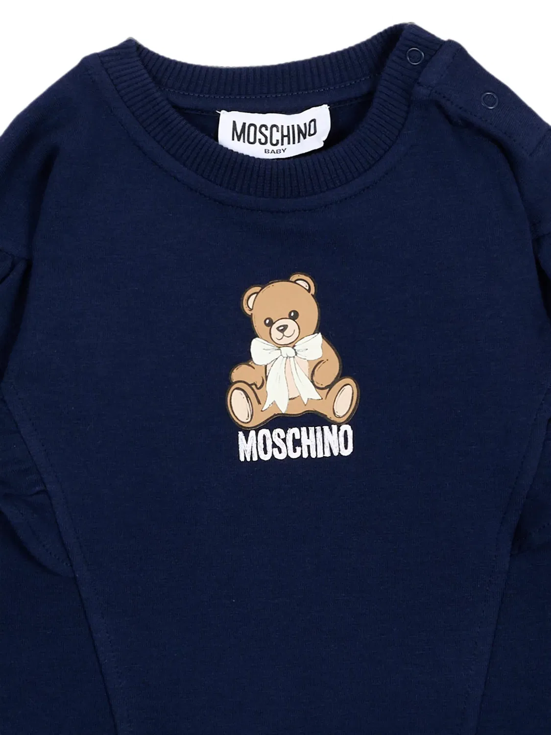 Хлопковое худи с рюшами, темно-синее Moschino, синий — фото 2