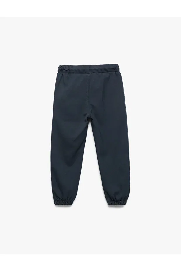 Детские брюки для девочек с заниженной талией на шнурке Koton, Navy Blue — фото 2
