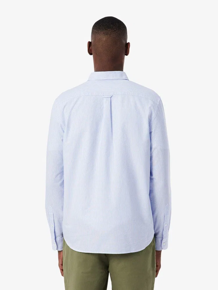 Рубашка с длинным рукавом оксфорд полосатая LACOSTE, Sky Blue — фото 3