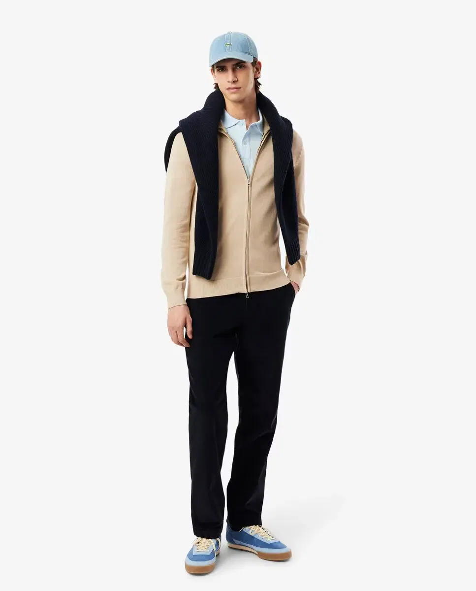 Мужской джемпер с высоким воротником на молнии Lacoste, Beige — фото 4