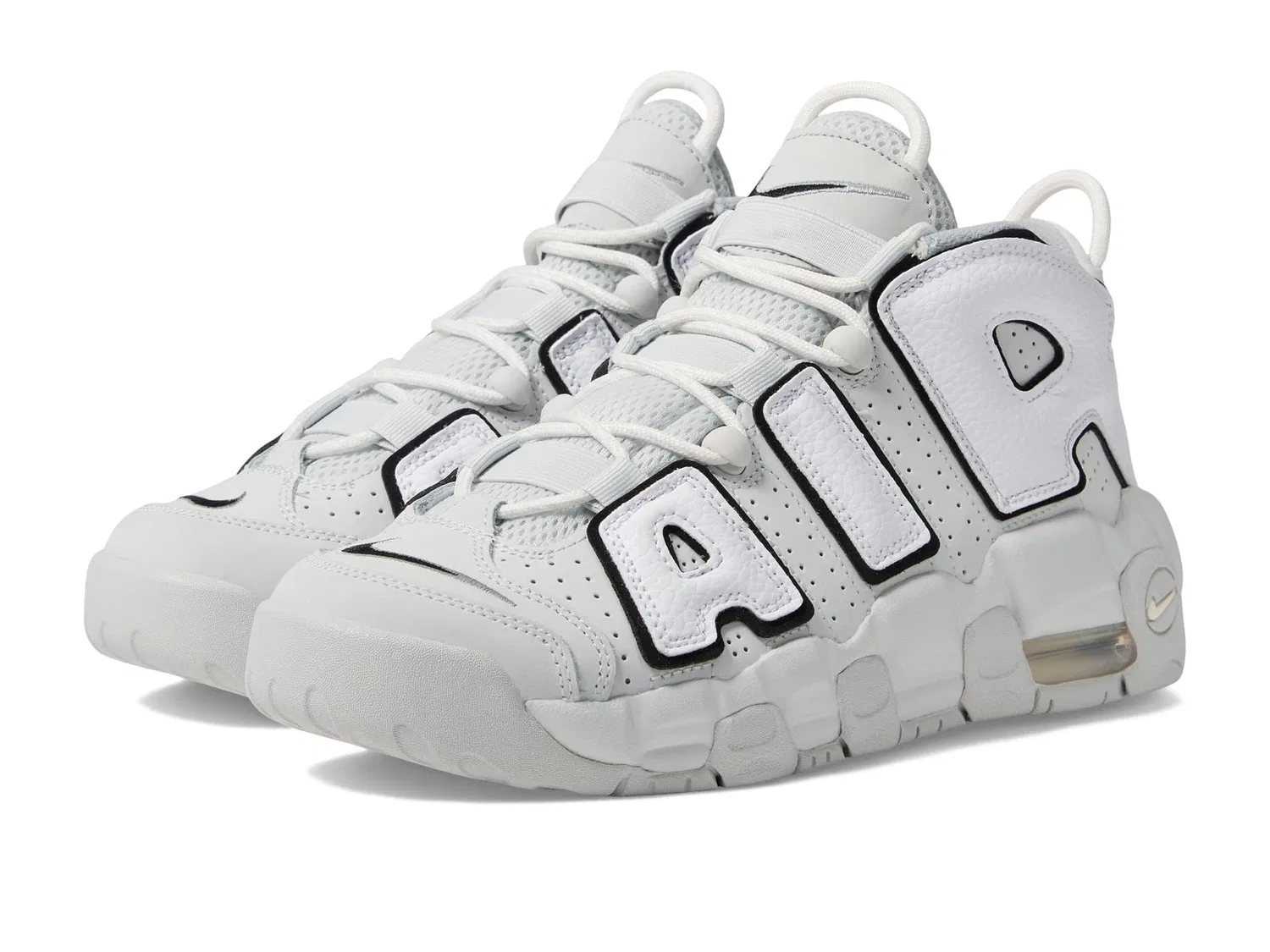 Детские кроссовки для мальчиков с закрытым носком Air More Uptempo NIKE, Metallic Silver Photonic Powder White Black