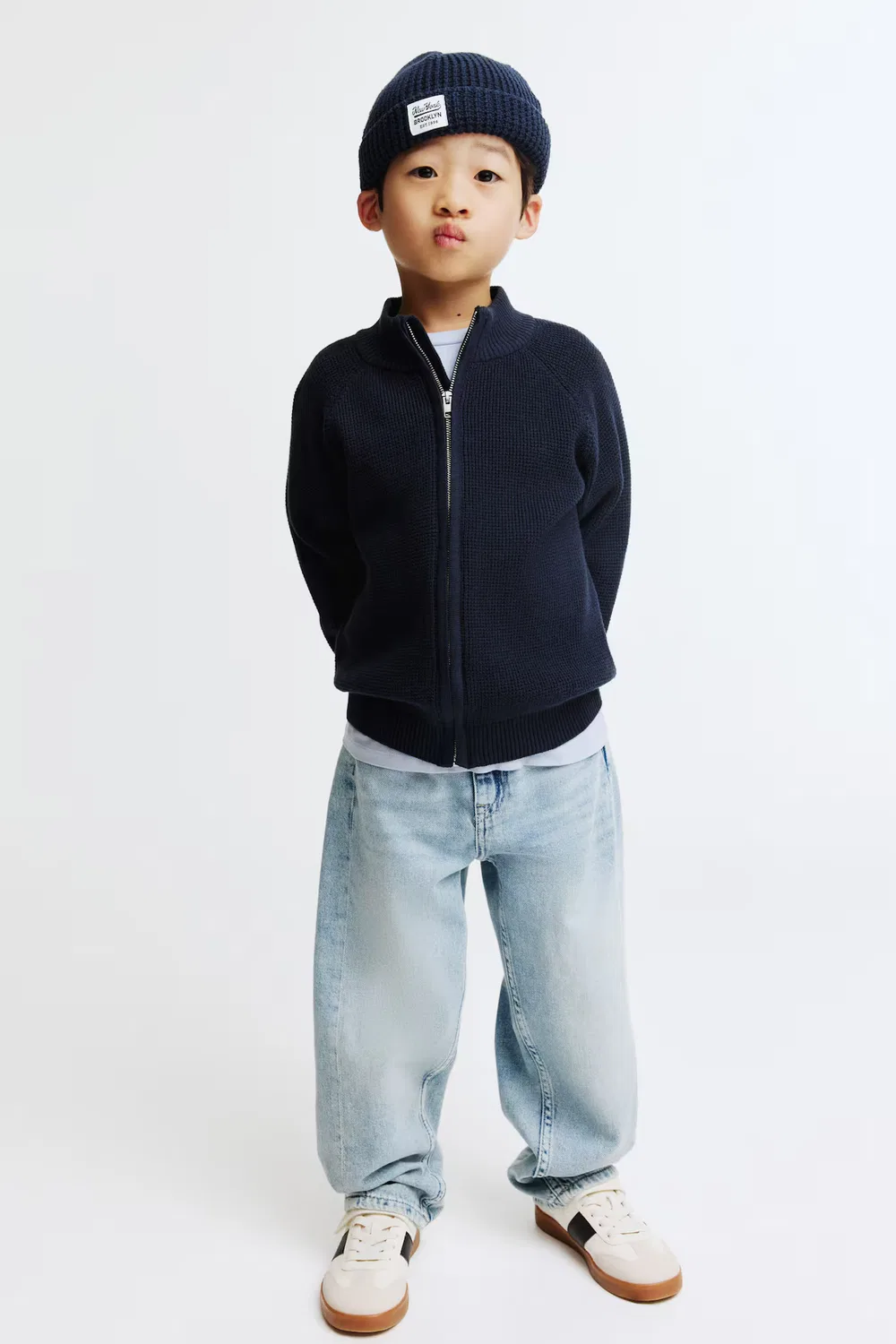 Хлопковый кардиган на молнии H&M, Marineblau