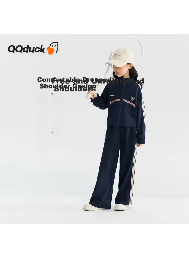 Комплект детский с контрастной тесьмой корейский стиль Qq Duck, синий — фото 2