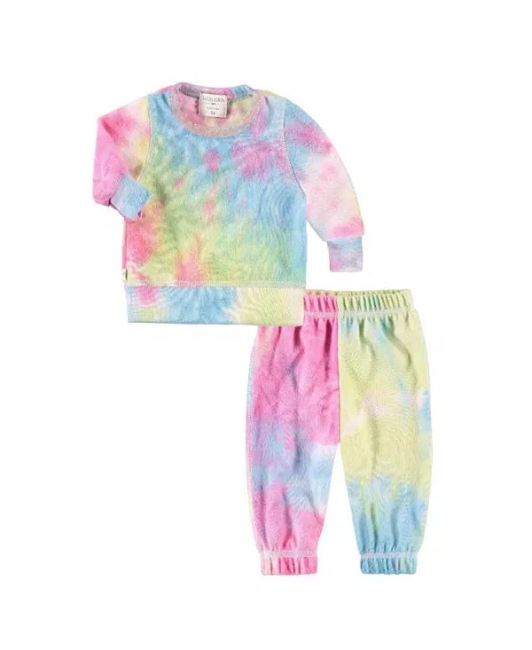 Детский комплект из футера с принтом Unisex Hacci Loungewear Set In Tie Dye PaigeLauren, Multi/Tie-Dye