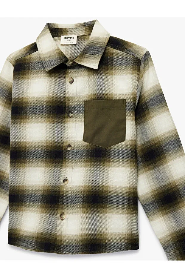Детская рубашка для мальчиков с длинным рукавом Koton, Khaki Plaid — фото 4