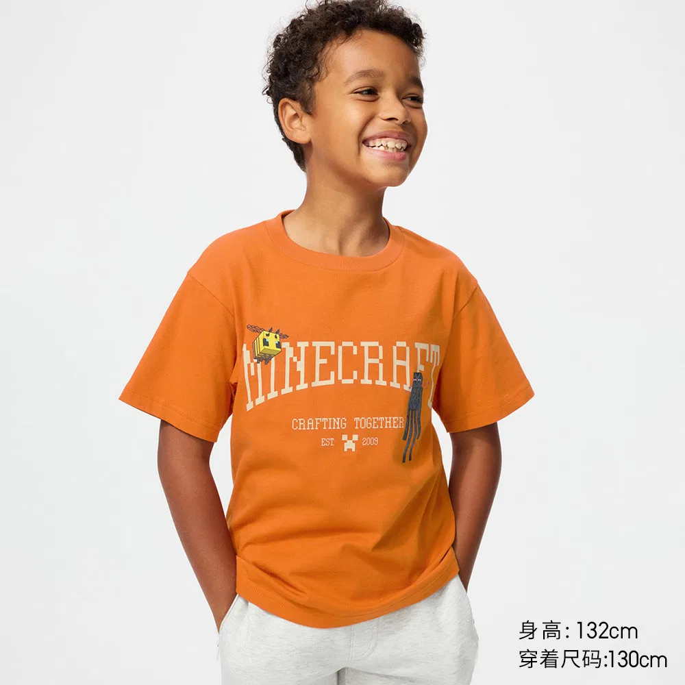 Футболка с круглым вырезом Uniqlo, Orange Red — фото 3