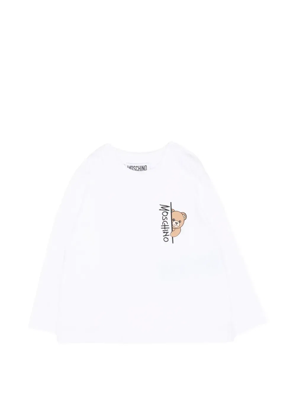 Футболка с длинным рукавом с изображением плюшевого мишки Moschino Kids, белый