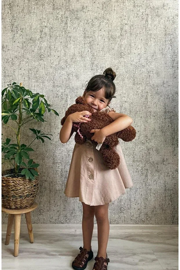 Детское платье для девочек хлопковое Heidi Pinkitokids, Brown — фото 4