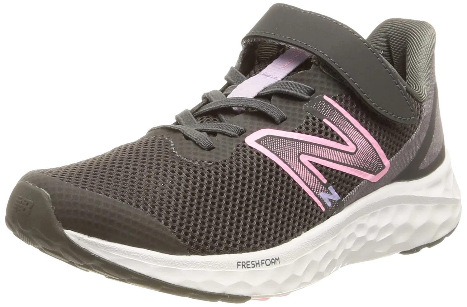 Детские кроссовки для девочек с эластичной шнуровкой Fresh Foam Arishi V4 Bungee Lace With Hook and Loop Top Strap New Balance, Grey