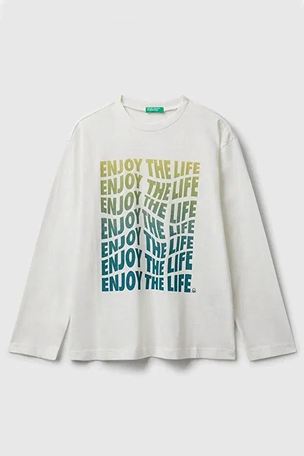 Детская футболка для мальчиков с длинным рукавом United Colors Of Benetton, Ecru