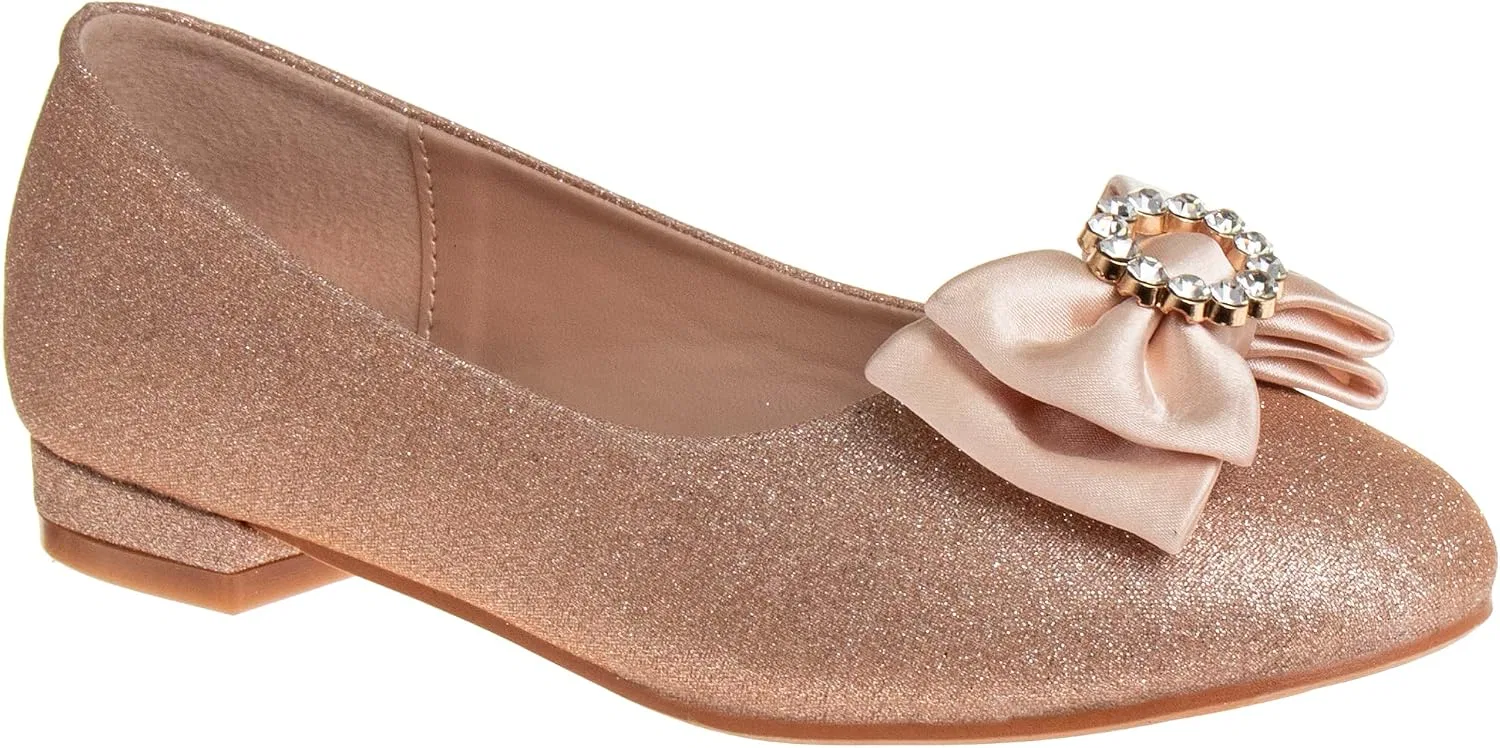 Детские балетки для девочек с бантом Josmo, Rosegold Shimmer