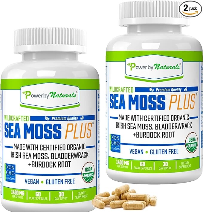 

Морской мох Power By Naturals, 2 упаковки по 60 капсул