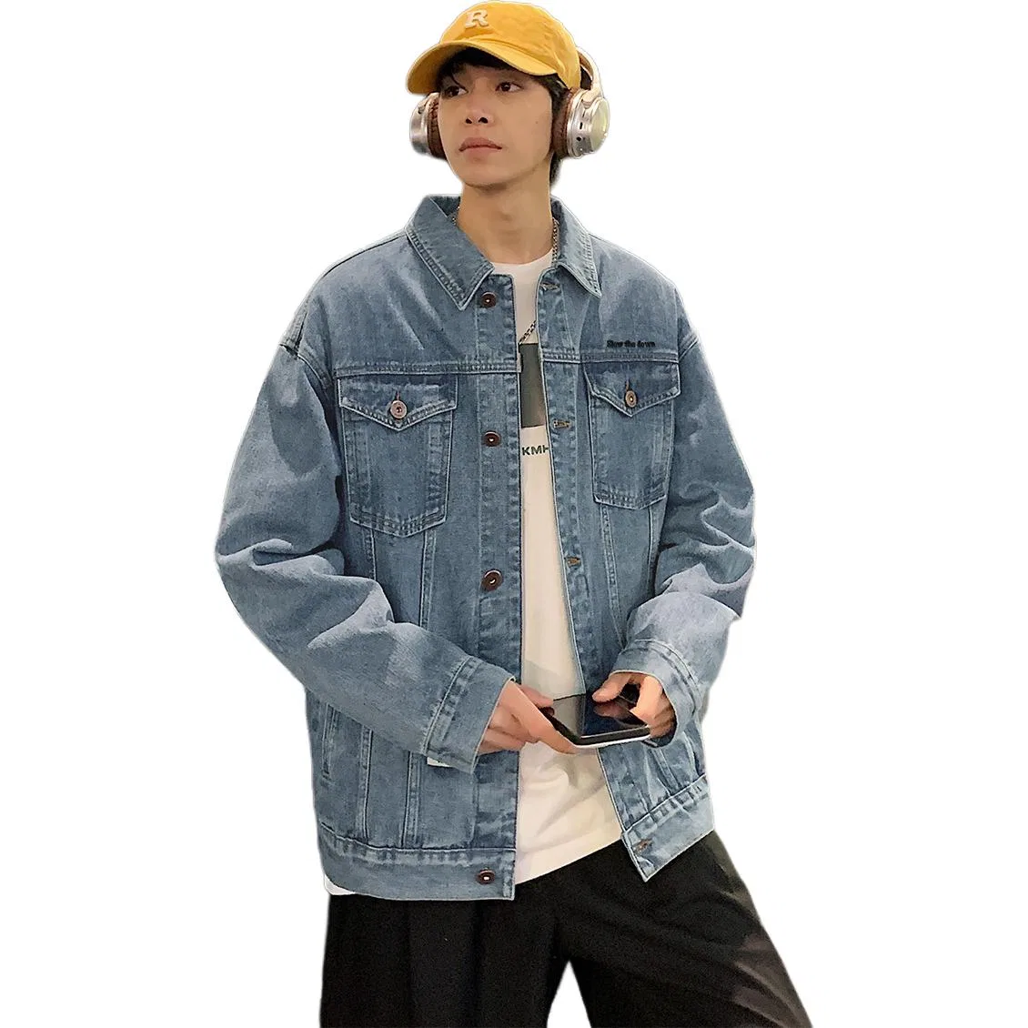 Детская джинсовая куртка с принтом Tonlion, Medium Denim Blue