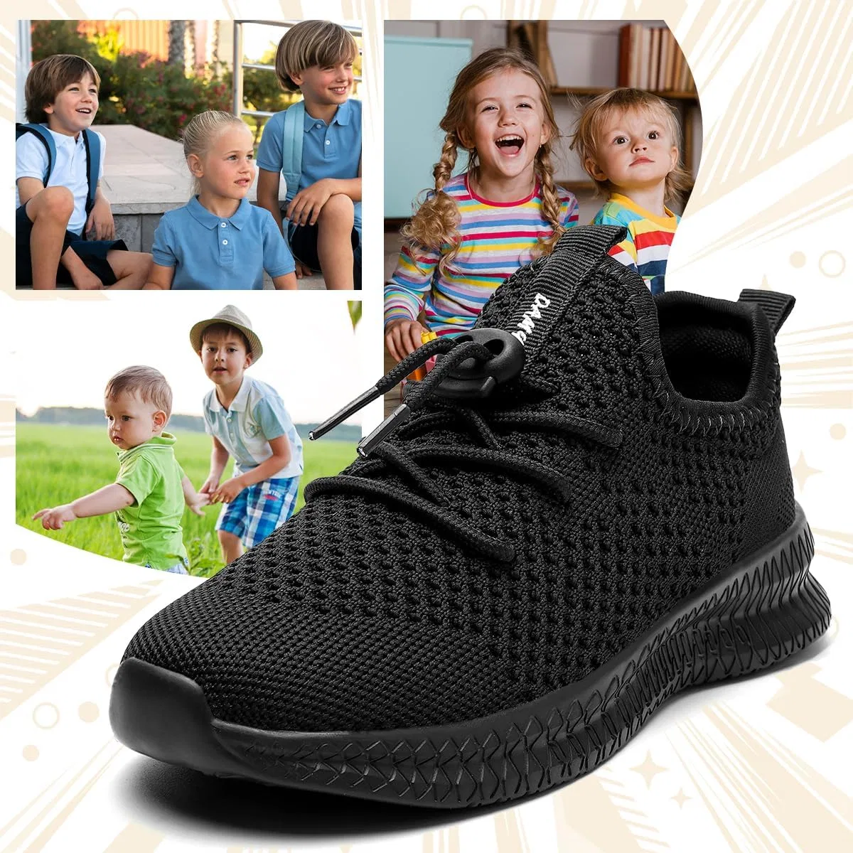 Детские кроссовки для мальчиков облегченные GDEBYZ, Black — фото 2