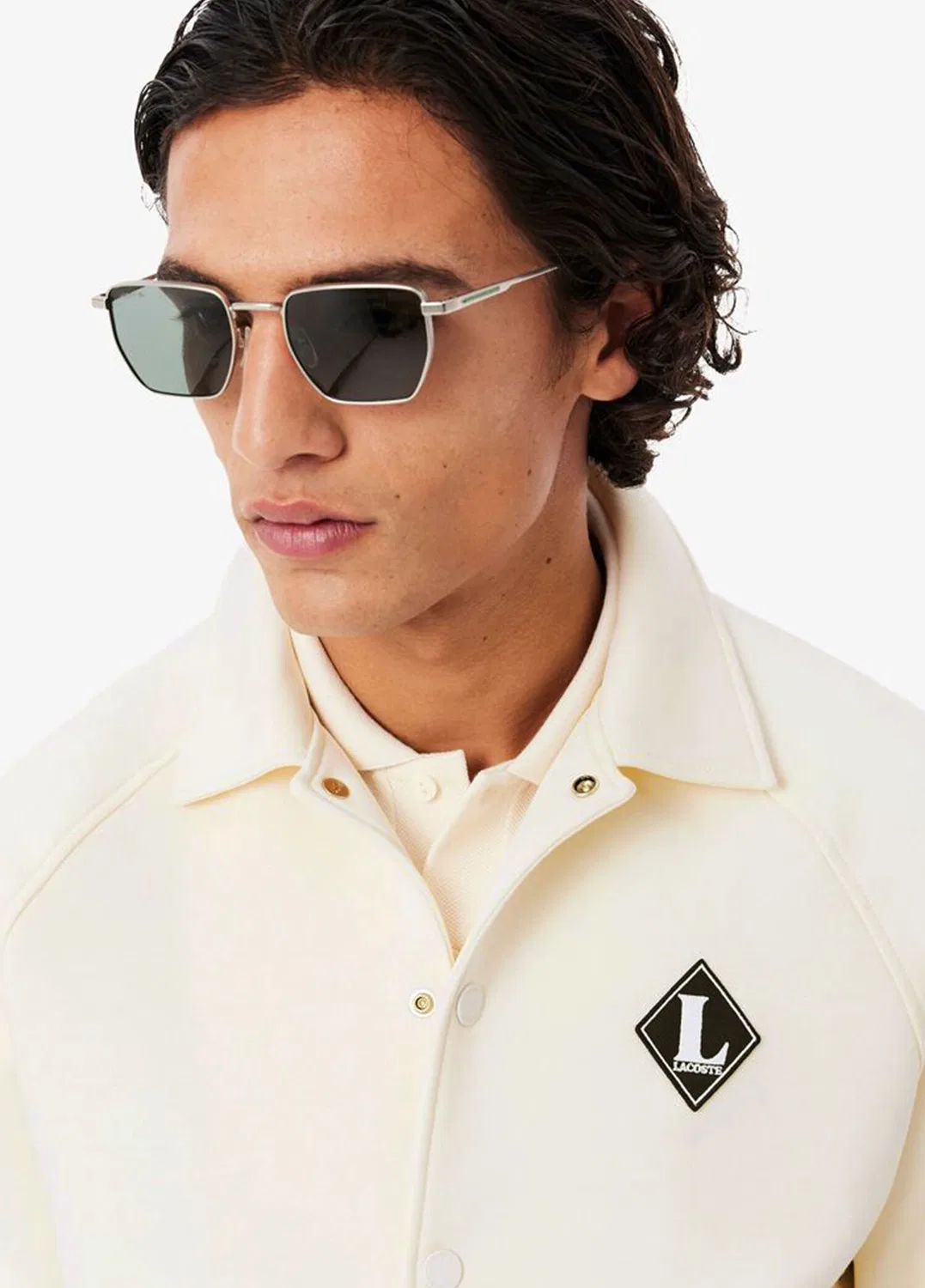 Бомбер Lacoste Classic Fit, кремовый — фото 4