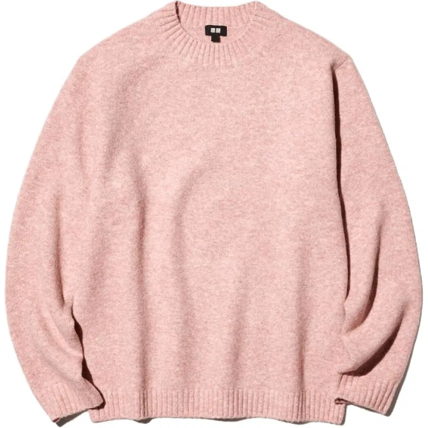 Мужской свитер с круглым вырезом Peach Pink UNIQLO