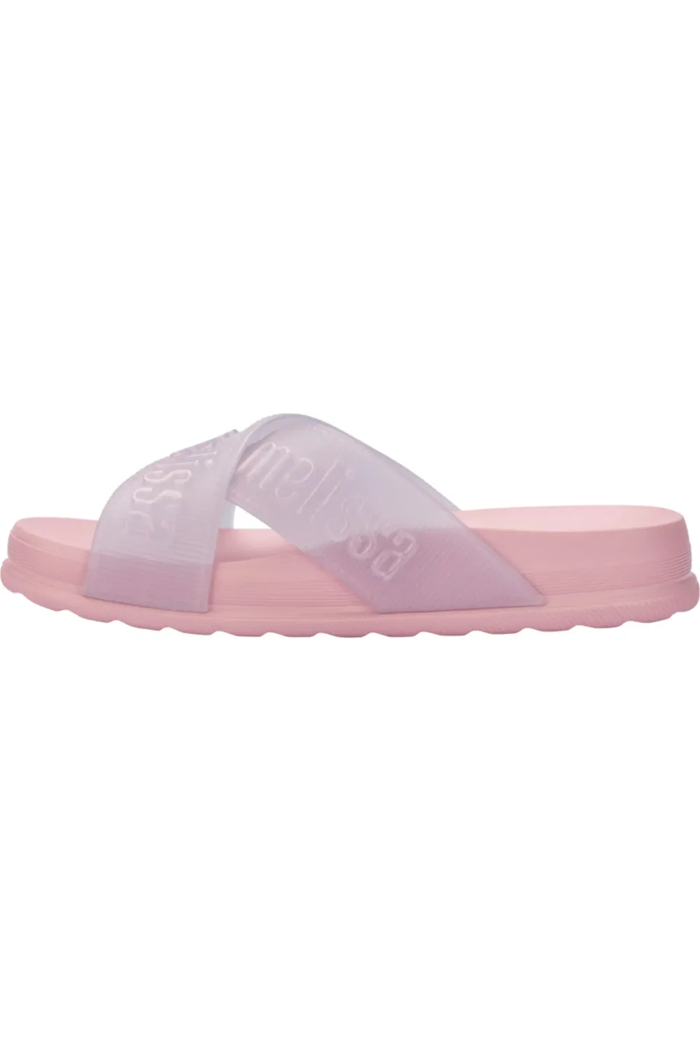 Детские сандалии-слайды с перекрестными ремешками Cozy Cross Strap Slide Mini Melissa, Pink/Pearly — фото 3