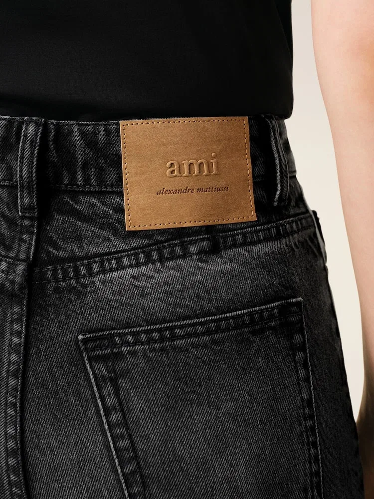 Джинсы Flare Fit, Noir Used AMI PARIS, Black — фото 4