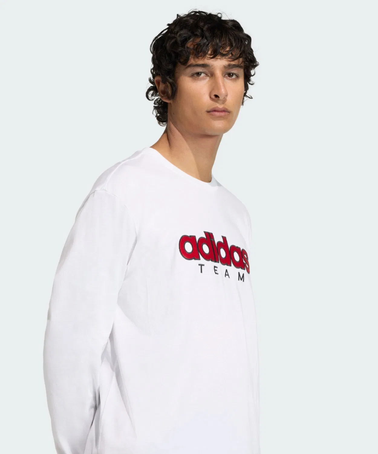 Мужская футболка с длинным рукавомс графическим принтом Adidas Originals, Белая — фото 4