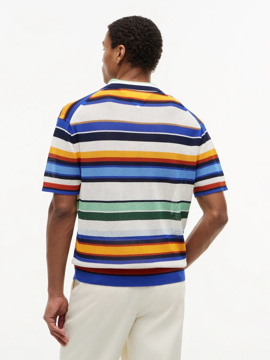 Свитер TOMMY HILFIGER 'Relaxed Fit Multicolour Stripe' в синем и темно-синем цветах — фото 4