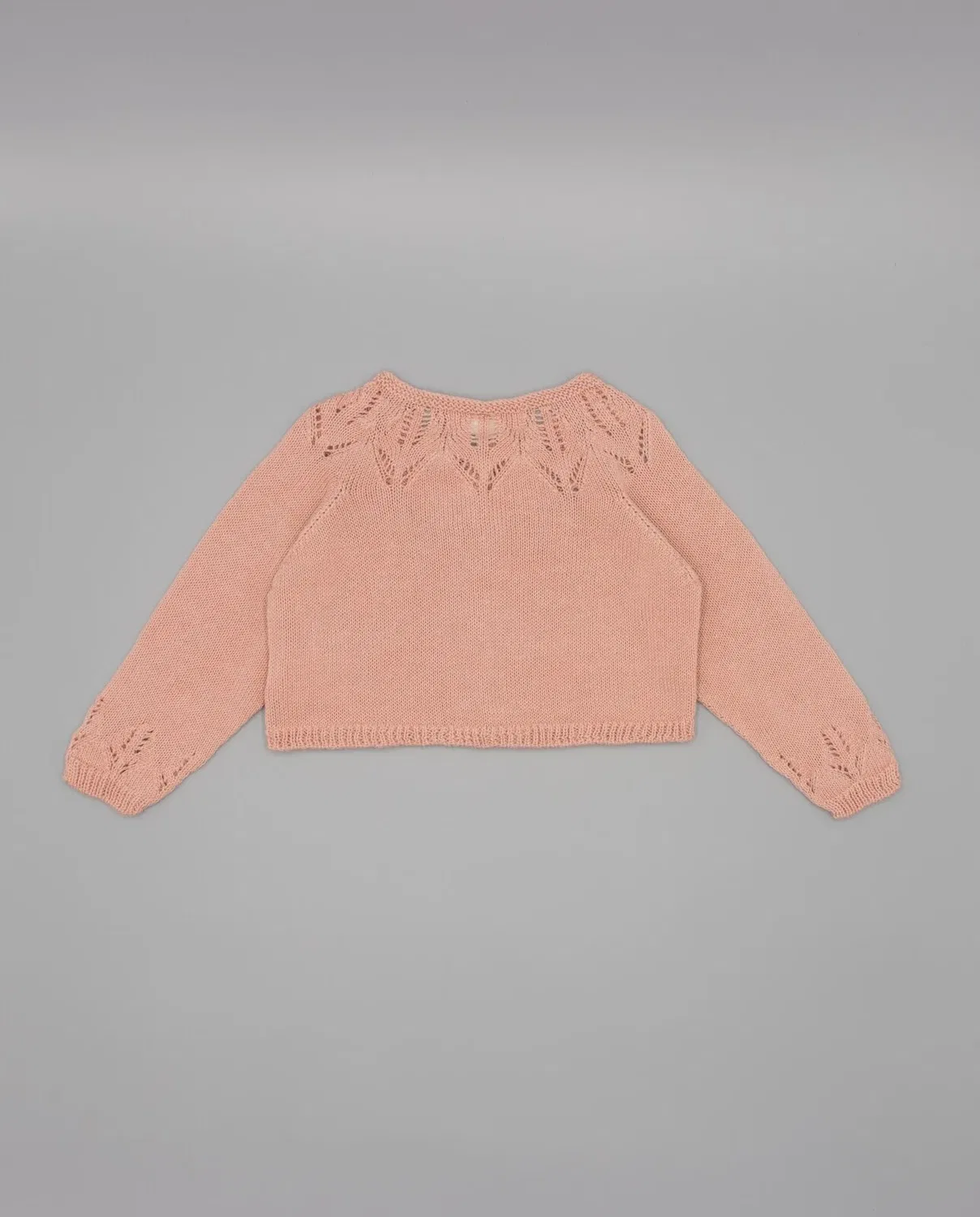 Детская вязаная куртка для девочек с ажурным узором Fina Ejerique, Rosa Pastel — фото 3