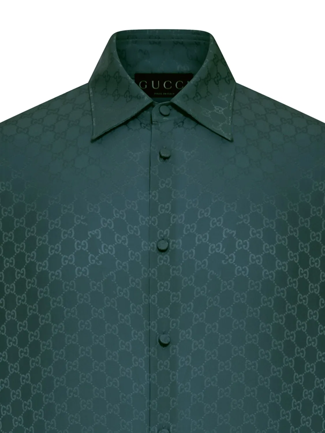 Шелковая рубашка GG зеленая Gucci, зеленый — фото 2