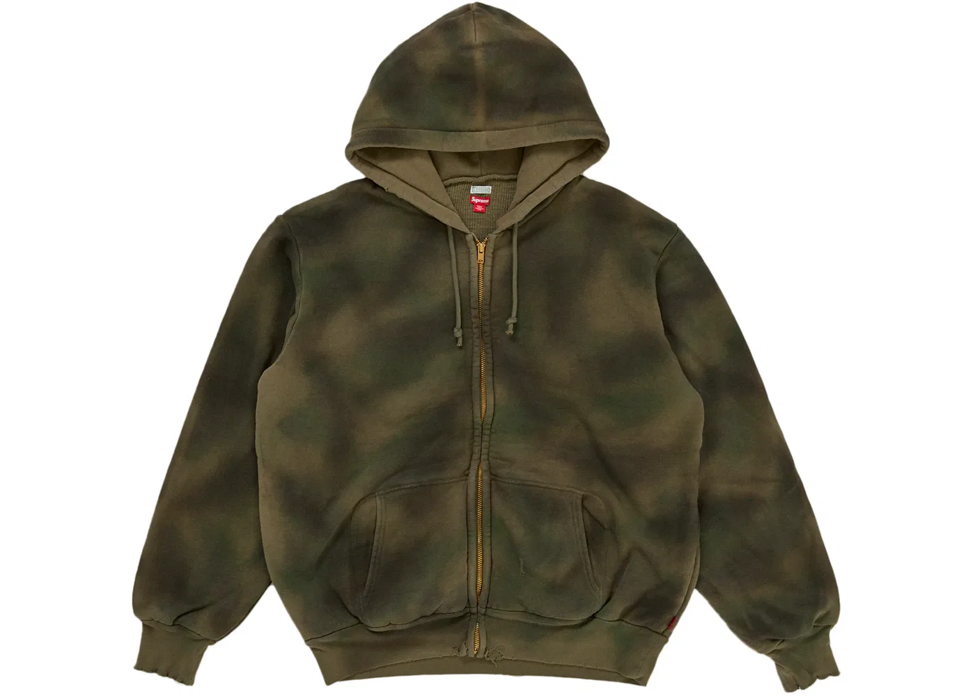 Мужское хлопковое худи на молнии с капюшоном Vintage Zip Up Hooded Supreme, оливковый