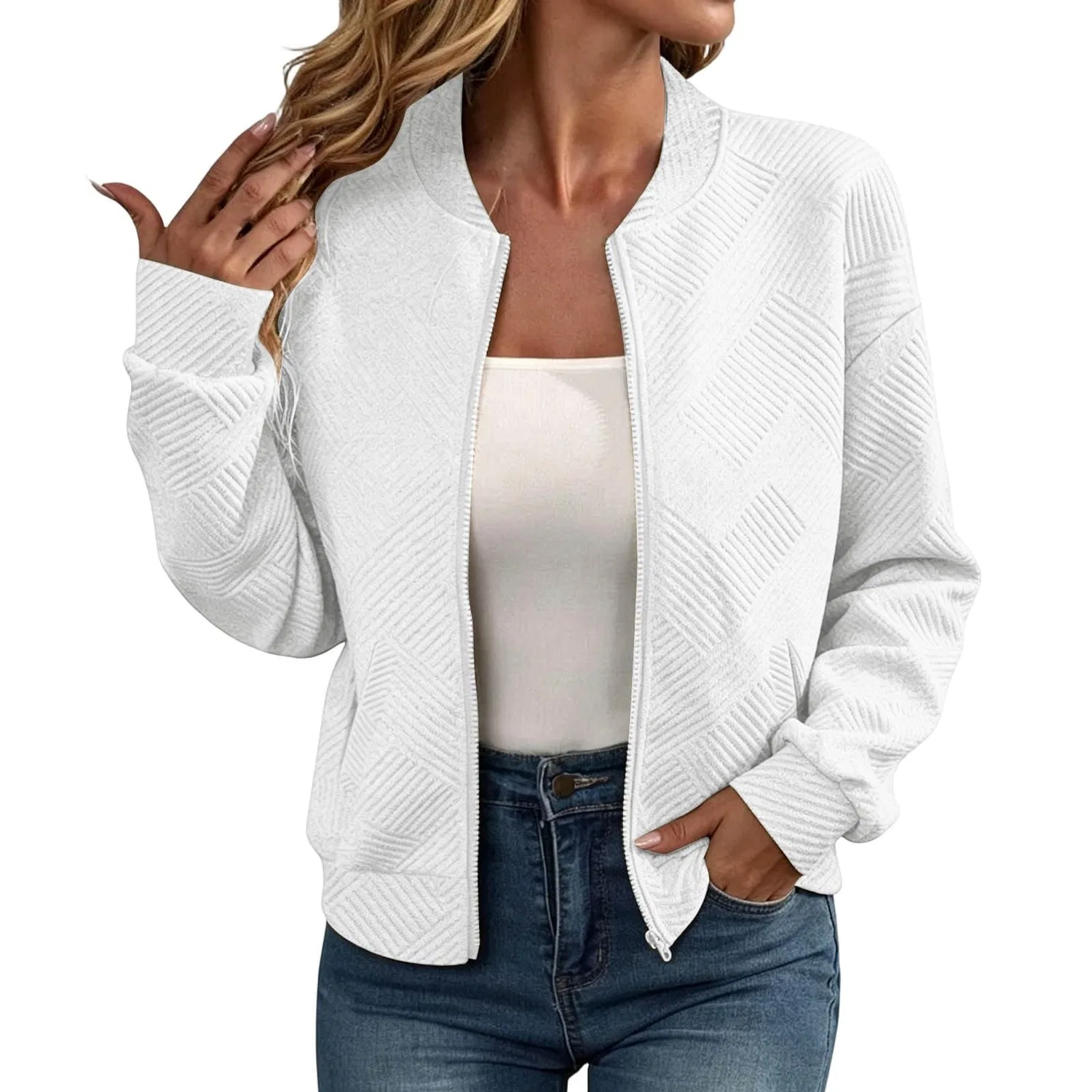 Женское пальто с молнией и рукавами реглан Elegante, Bianco #1