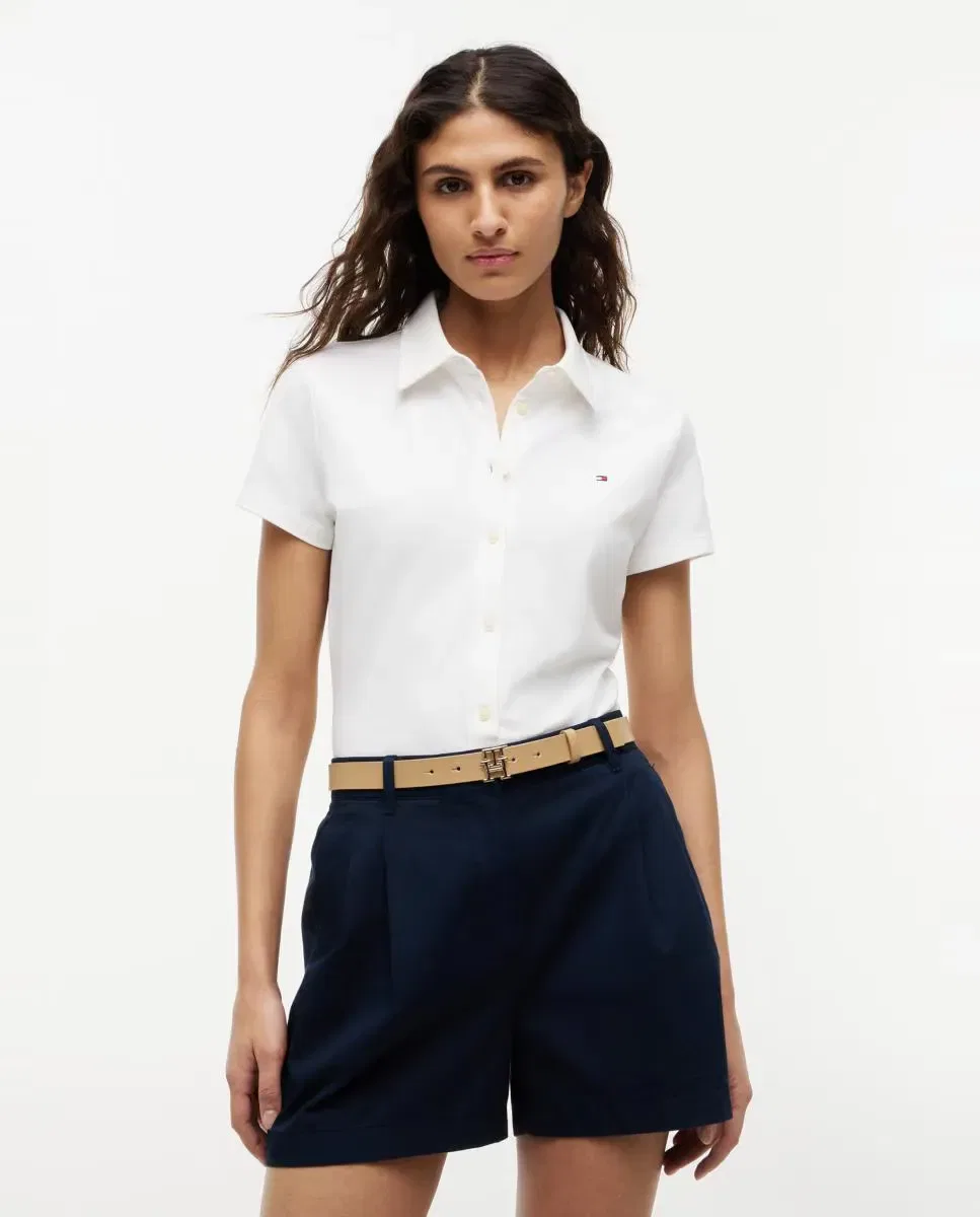Женская рубашка-поло с коротким рукавом Tommy Hilfiger, Blanco