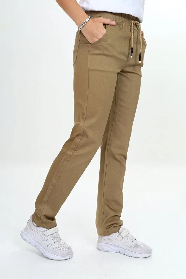 Детские брюки прямого кроя из габардина Asortix, Beige — фото 2