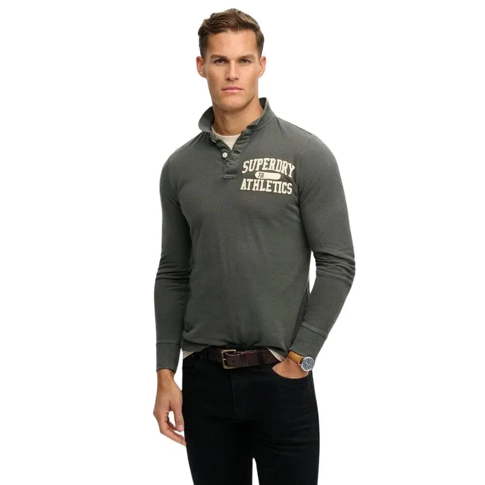 Мужское лонгслив-поло Superdry Vintage Athletic, Grau
