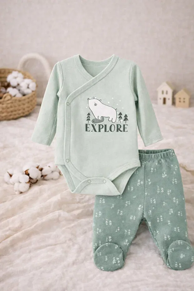 Детское боди для новорожденных с длинным рукавом Mother Love, Green — фото 4