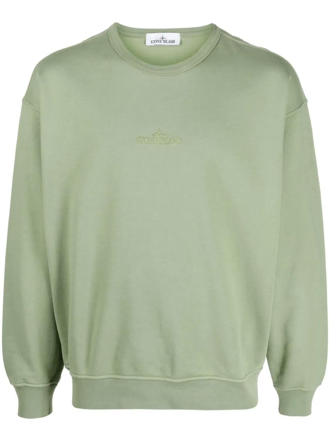 Хлопковый свитшот с вышитым логотипом Stone Island, светло-зеленый