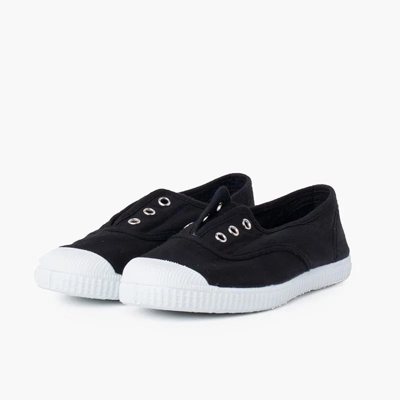 Детские кеды без шнурков Pisamonas No-lace Rubber Toe Canvas Shoes, Black — фото 4
