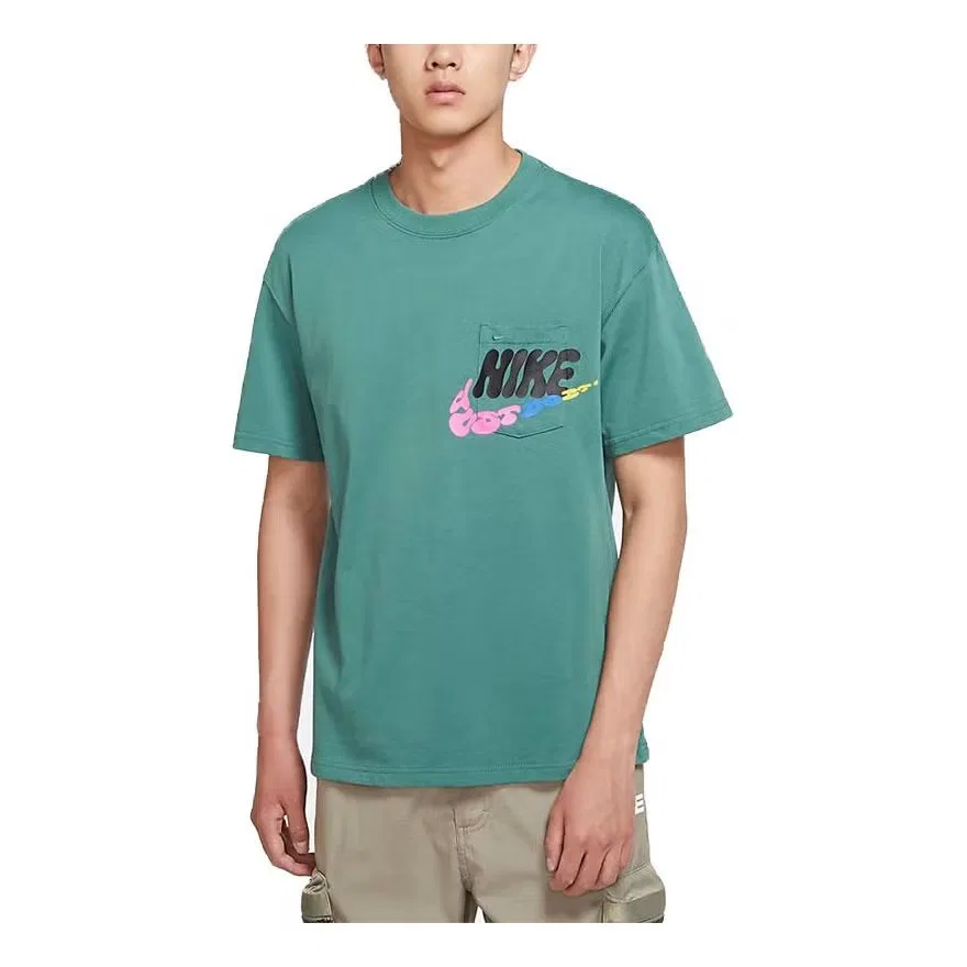 Футболка спортивная с принтом Nike AS Sportswear Tee Sport Power Pkt, зеленый