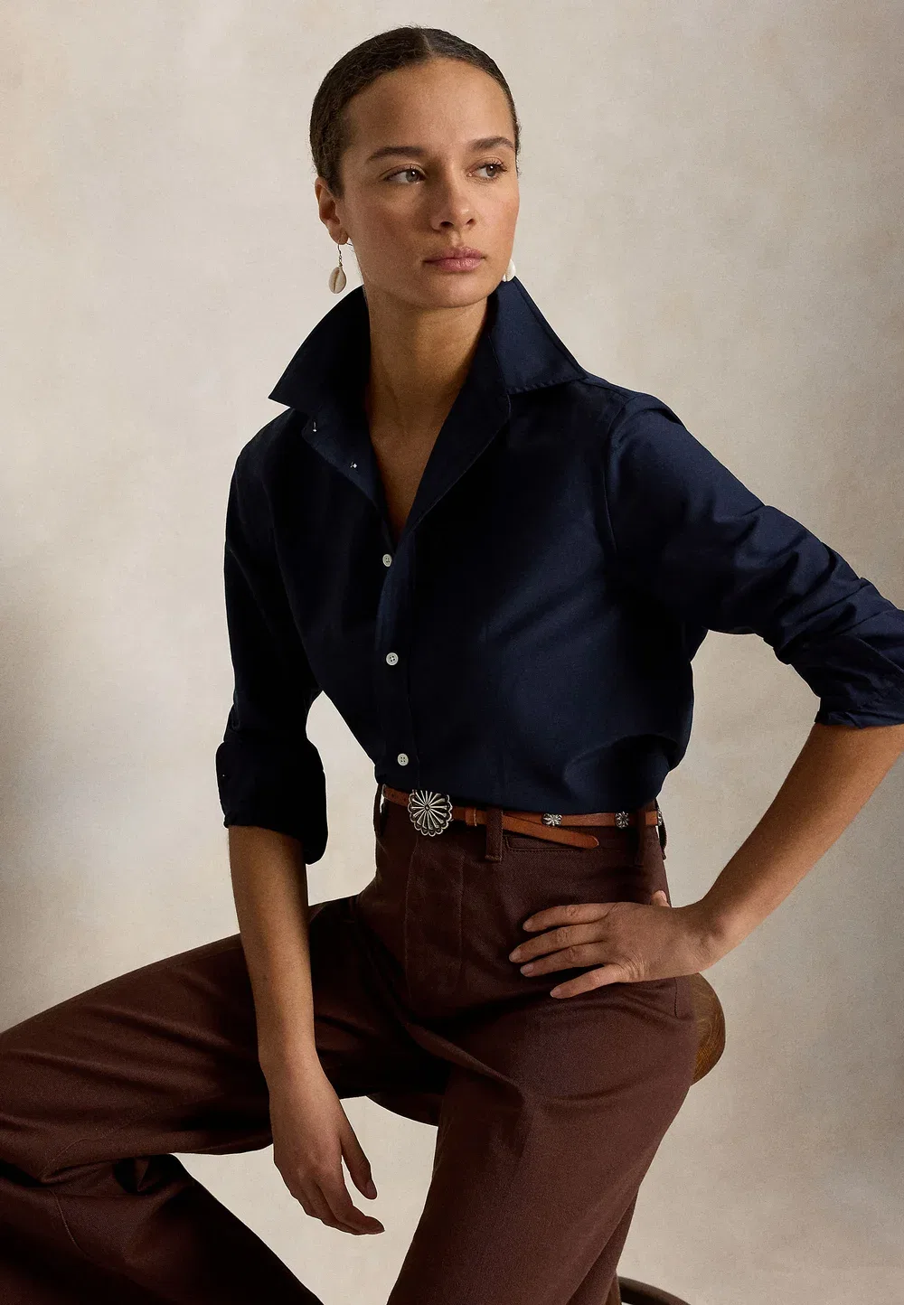 Блузка на пуговицах Polo Ralph Lauren, Hunter Navy — фото 4