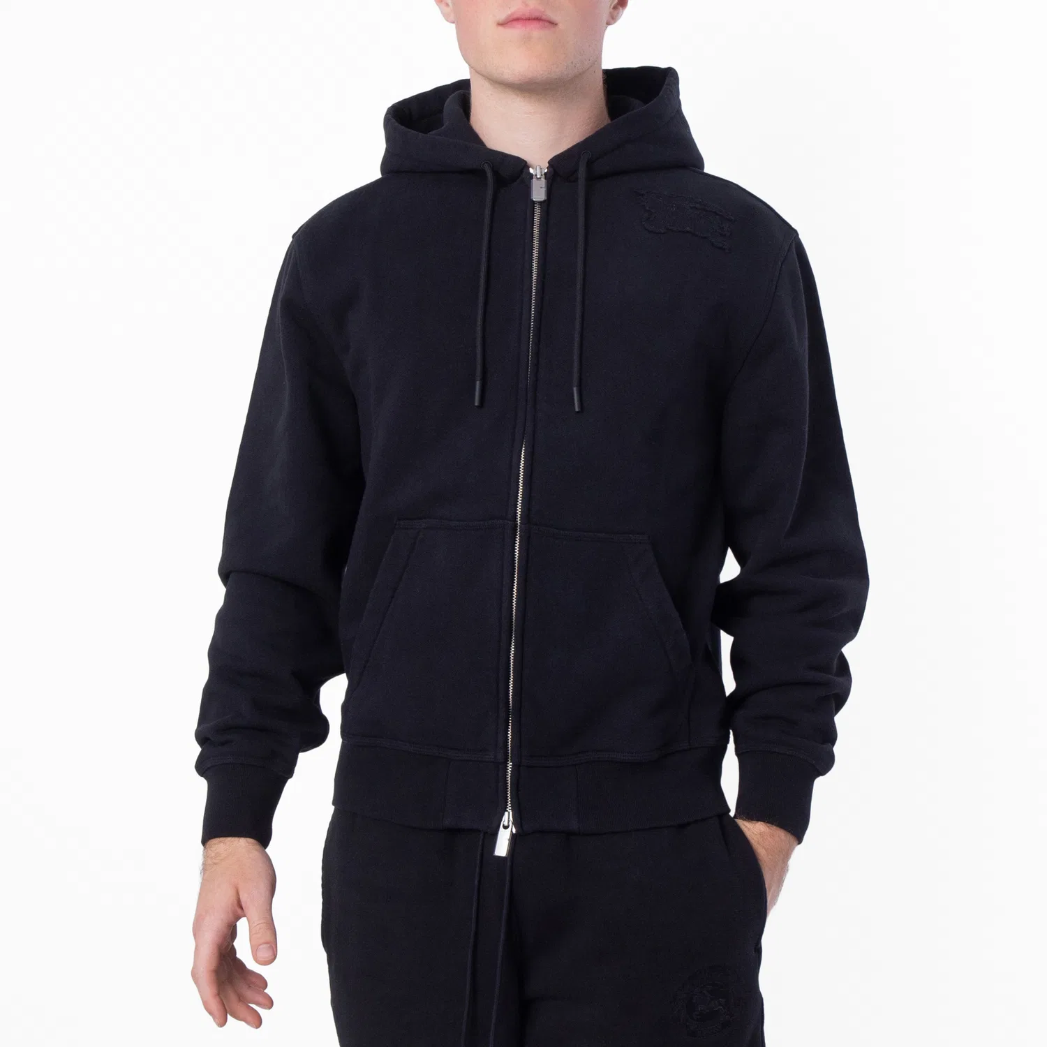 Худи на молнии с аппликацией Equestrian Knight Patch Burberry, Black