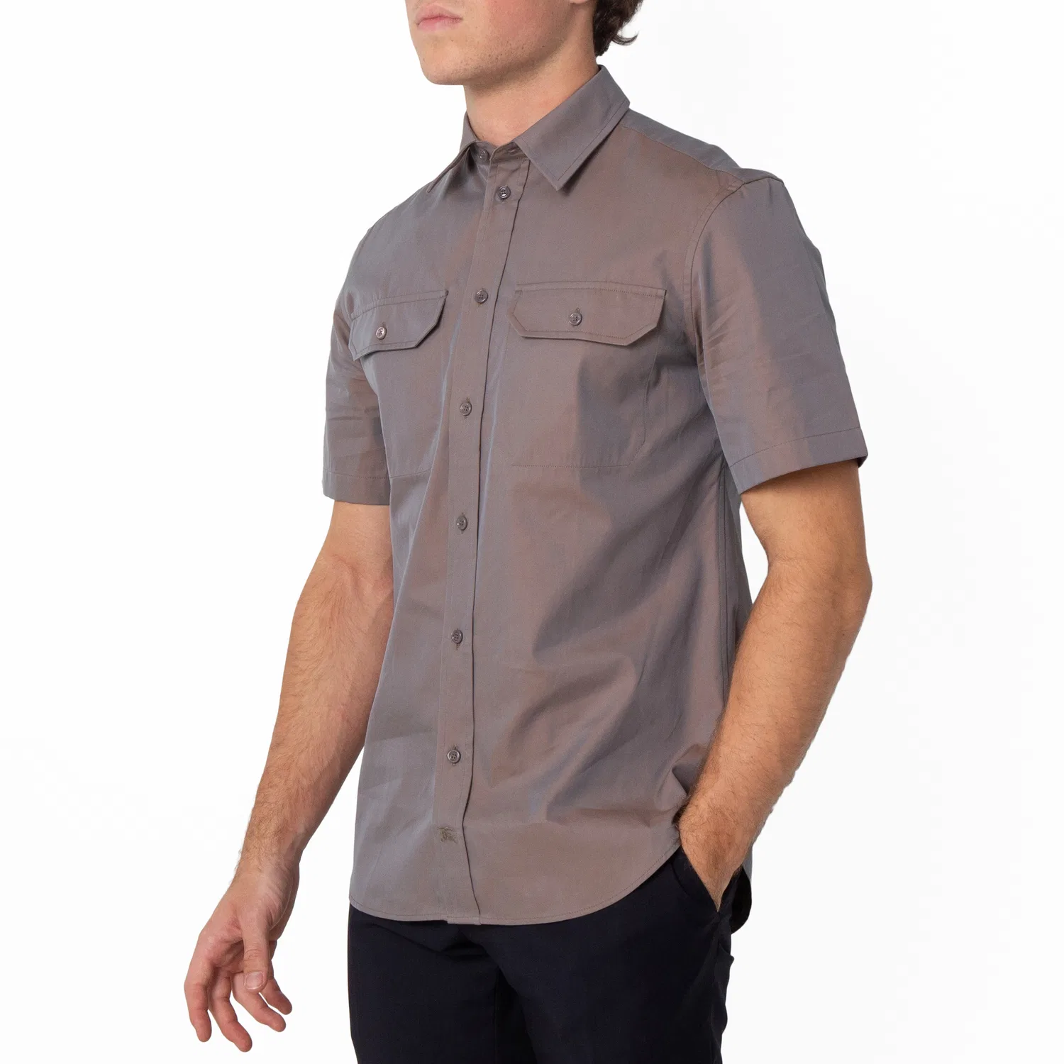 Рубашка с принтом Equestrian Knight Motif Cotton Poplin Shirt Burberry, Fog