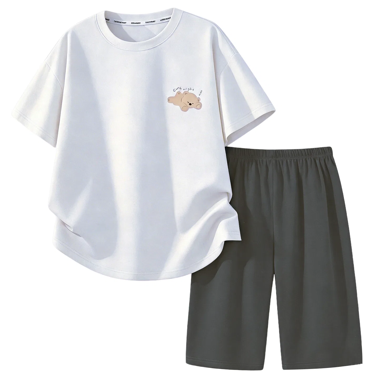 Детский комплект пижамы из модала с коротким рукавом Red bean, Effortless Bear
