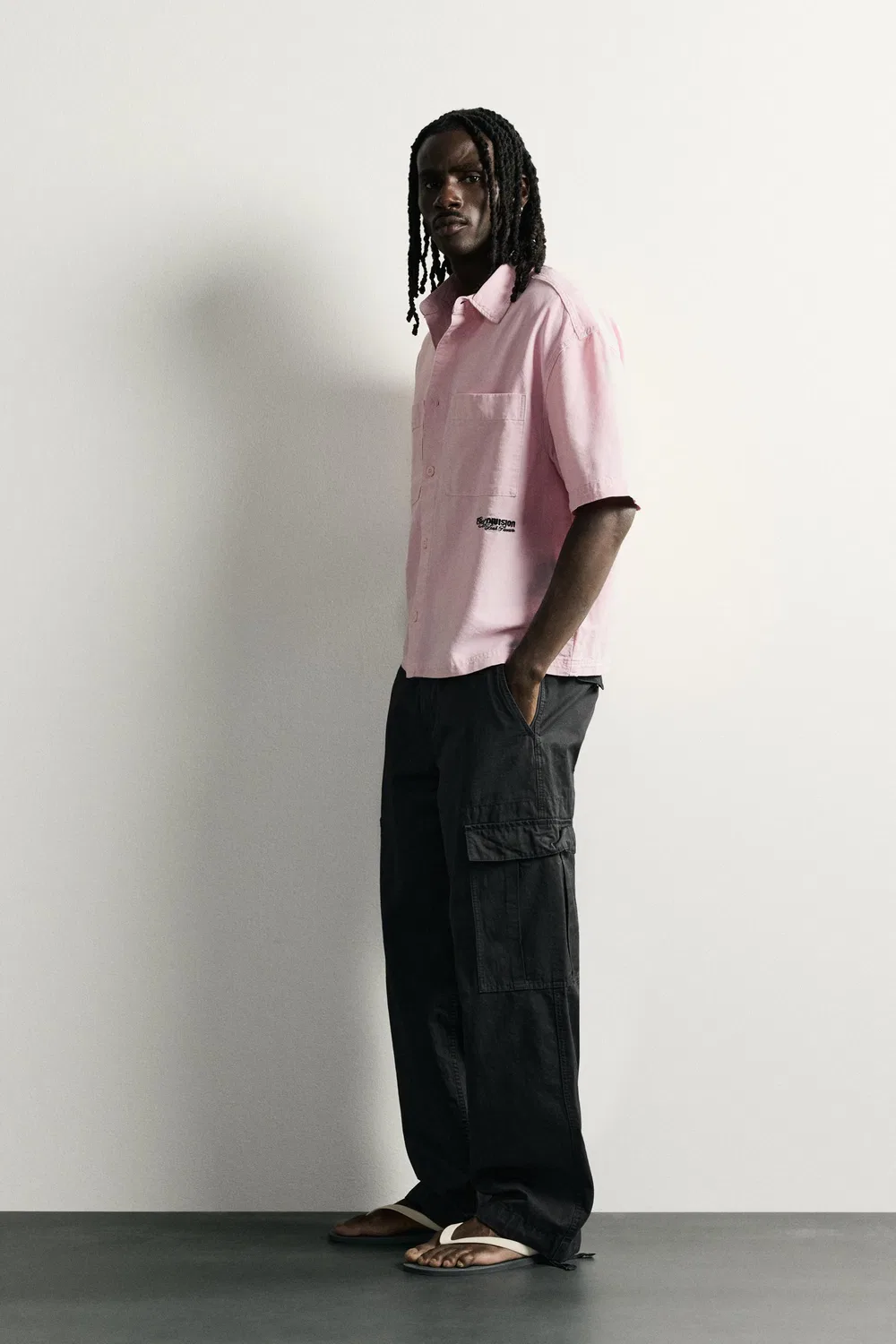 Комбинированная рубашка свободного кроя ZARA, Pink — фото 4