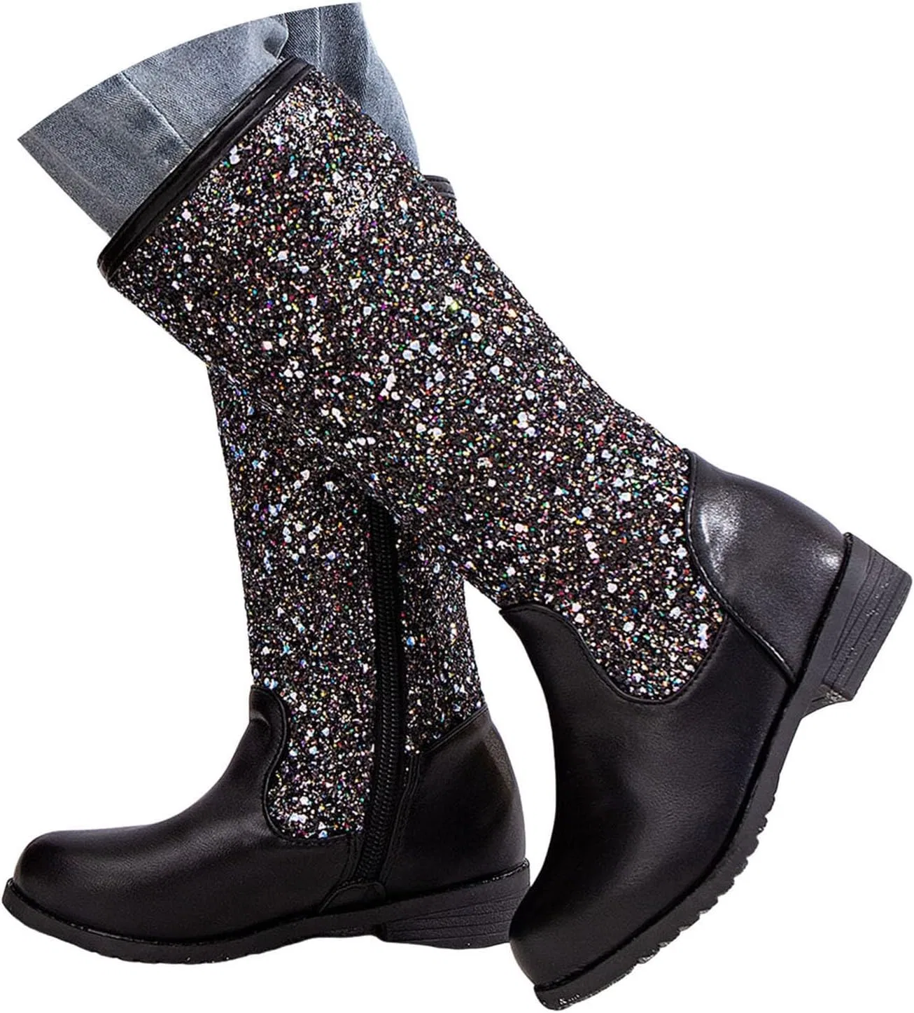 Детские сапоги для девочек с цветочным принтом Cowgirl Western Boots, Black
